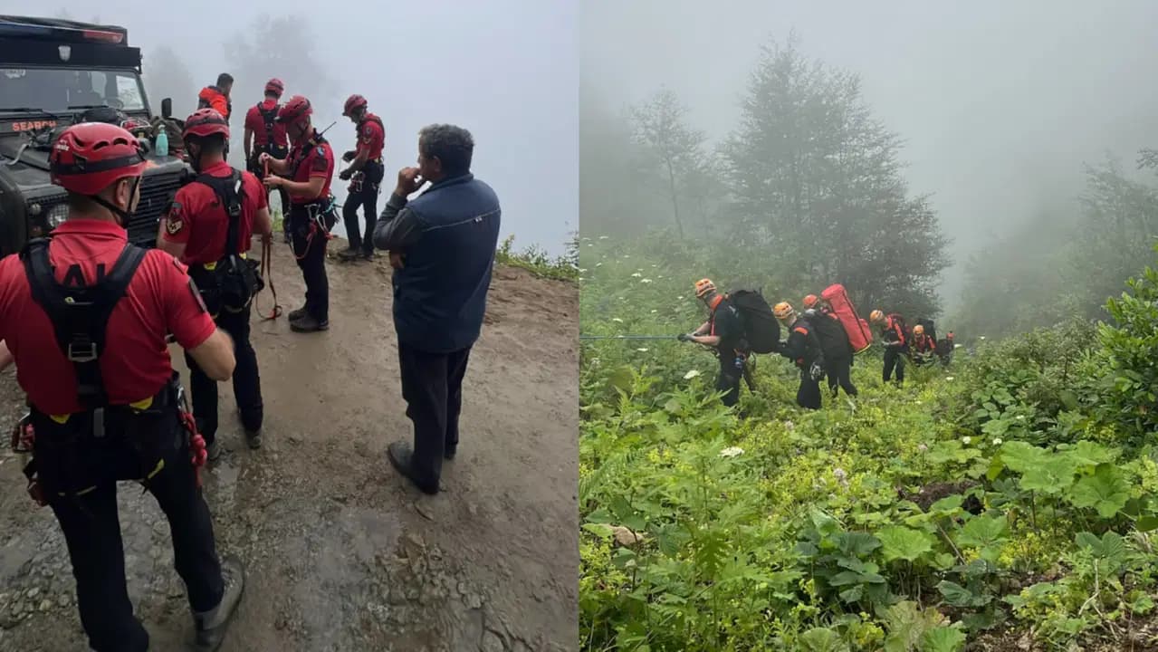 Rize'de 2 gündür aranan yaşlı adamın cansız bedeni 600 metrelik uçurumun dibinde bulundu