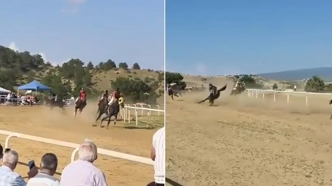 Taşköprü Sarımsak Festivali'ndeki at yarışında feci kaza: 2 at telef oldu, jokey yaralandı