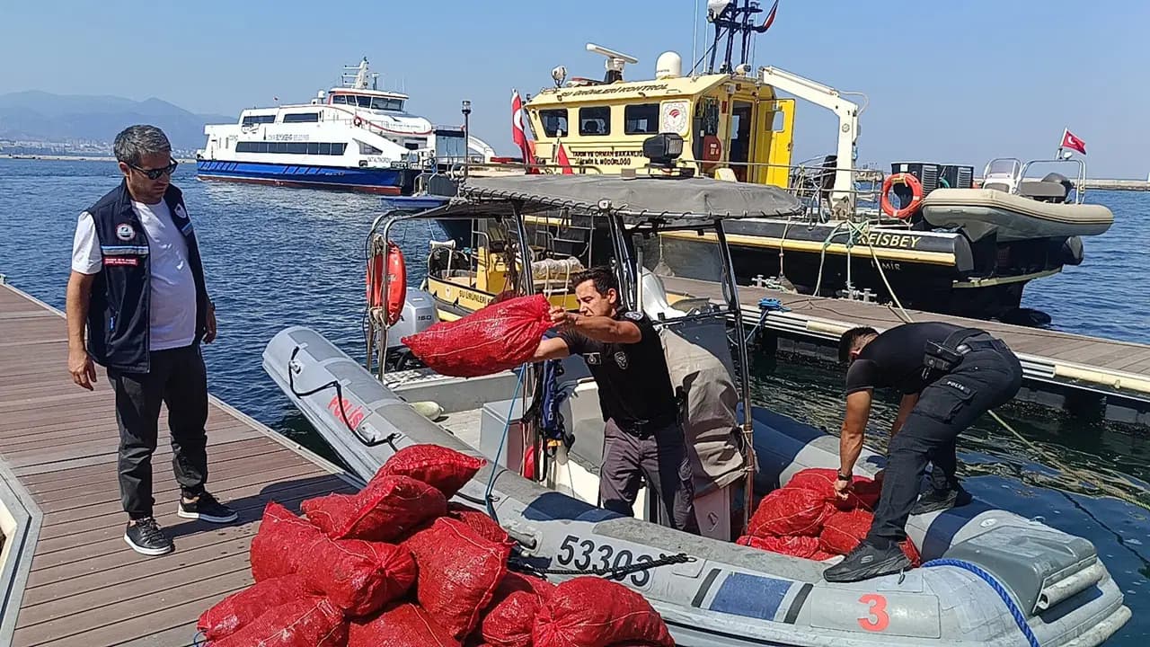 İzmir'de 560 kilo yasa dışı kara midye avcılığına geçit yok