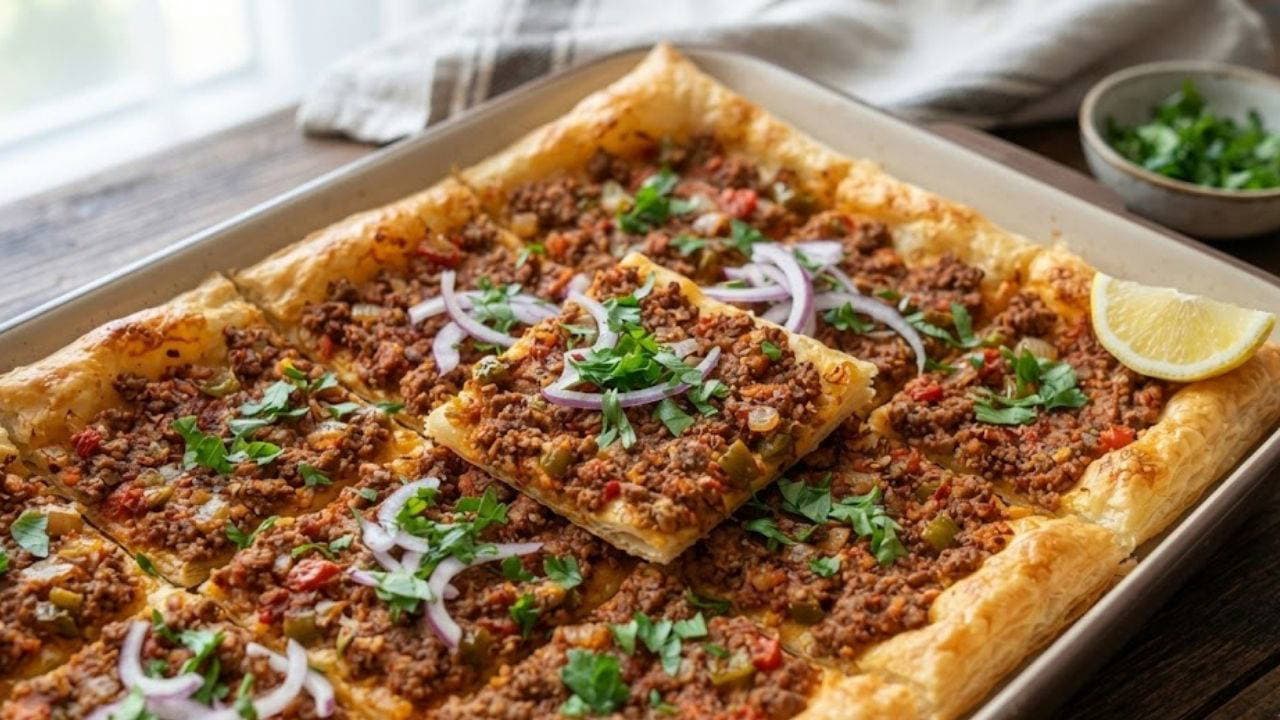 Akşam sofralarının yeni gözdesi: Tepsi lahmacun tarifiyle çıtır lezzet