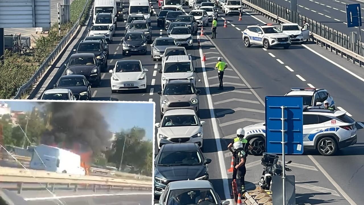İstanbul'da sahil yolunda alevler yükseldi: Avrasya Tüneli girişinde trafik durdu
