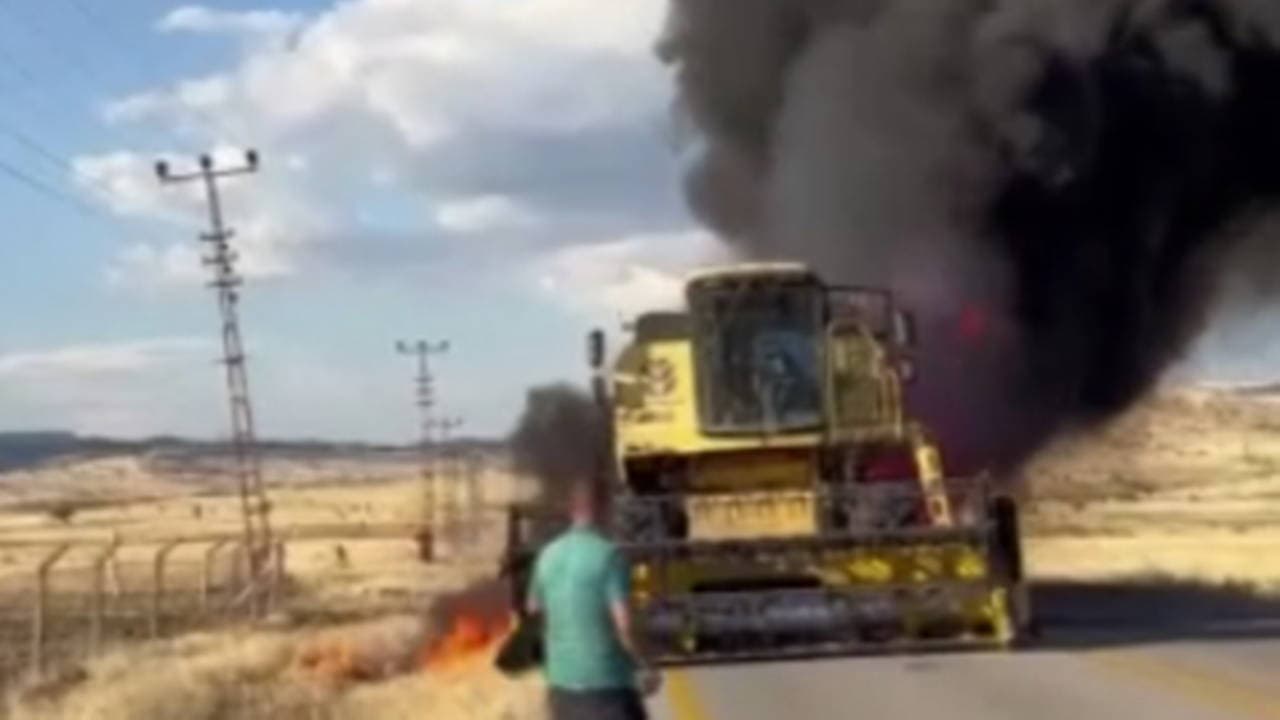 Ankara'da seyir halindeyken alevlere teslim oldu: Biçerdöverde çıkan yangın korkuttu