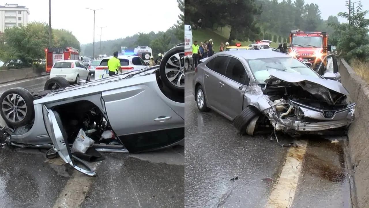 İstanbul'da yağmurun etkisiyle meydana gelen kazada 3 kişi yaralandı