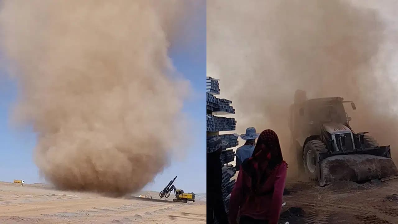 Bitlis'te şantiye alanında aniden oluşan hortum kamerada