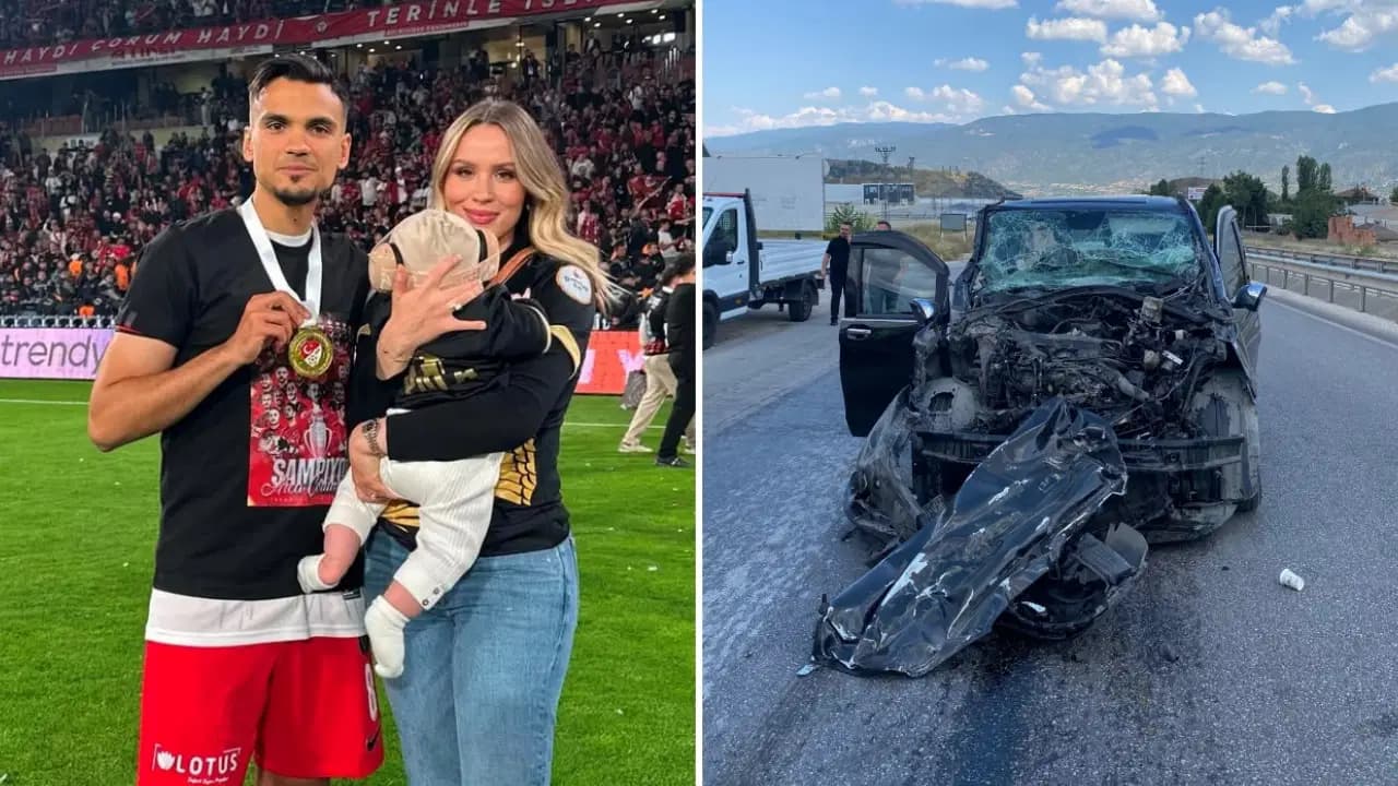 Çorum FK futbolcusu Atakan Akkaynak ailesiyle kaza geçirdi: TIR'a arkadan çarptı